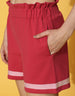 Red Crop Shirt With Shorts Co-Ords Set