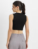 Black Solid High Neck Cropped Tank Top