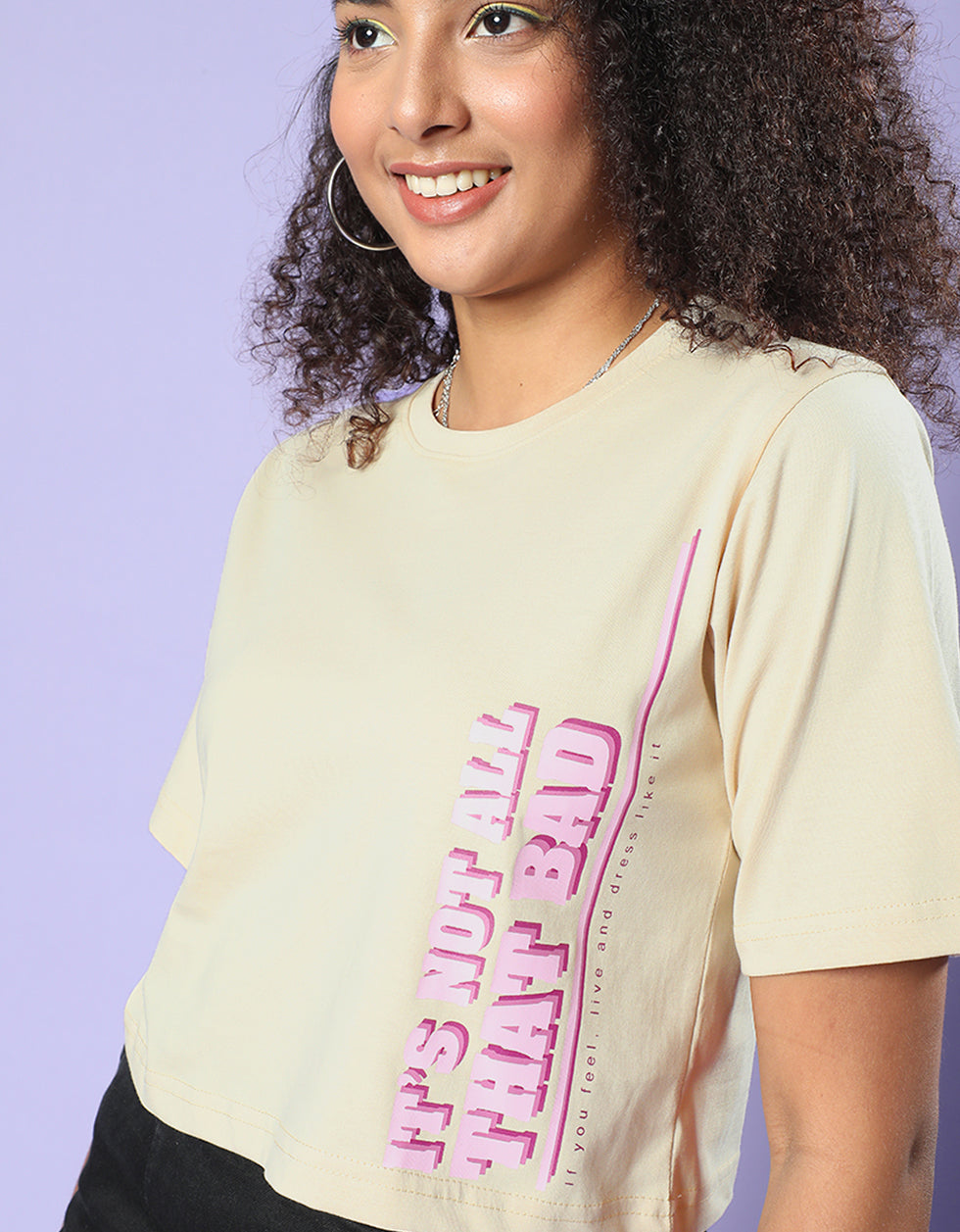 It's Not All That Bad Swanwhite Graphic Printed Crop-Top