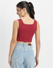 Viva Magenta Plain Square Neck Cropped Tank Top