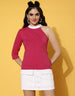Magenta Designer Plain Regular Fit Top