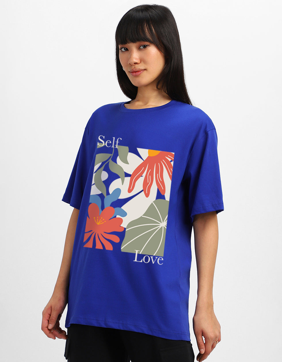 Self Love Royal Blue Oversized Fit Graphic T-Shirt