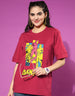 Avengers Magenta Oversized Fit Graphic T-Shirt