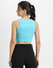 Blue Radiance Plain Round Neck Cropped Tank Top