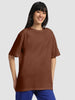 Coffee Brown Plain Oversized T-Shirt
