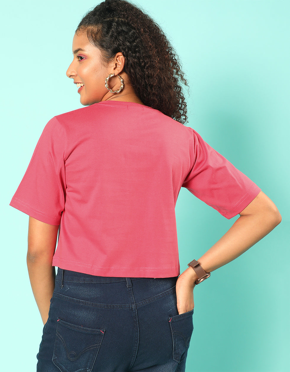 See The Good Magenta Graphic Printed Crop-Top
