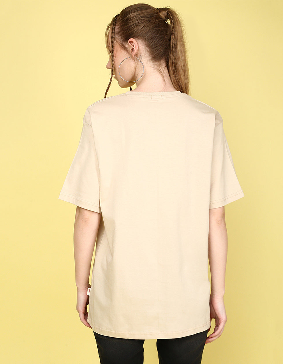 Want The Truth Beige Oversized Fit Graphic T-Shirt
