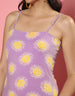 Lilac Floral Print Strappy Thigh Length Dress