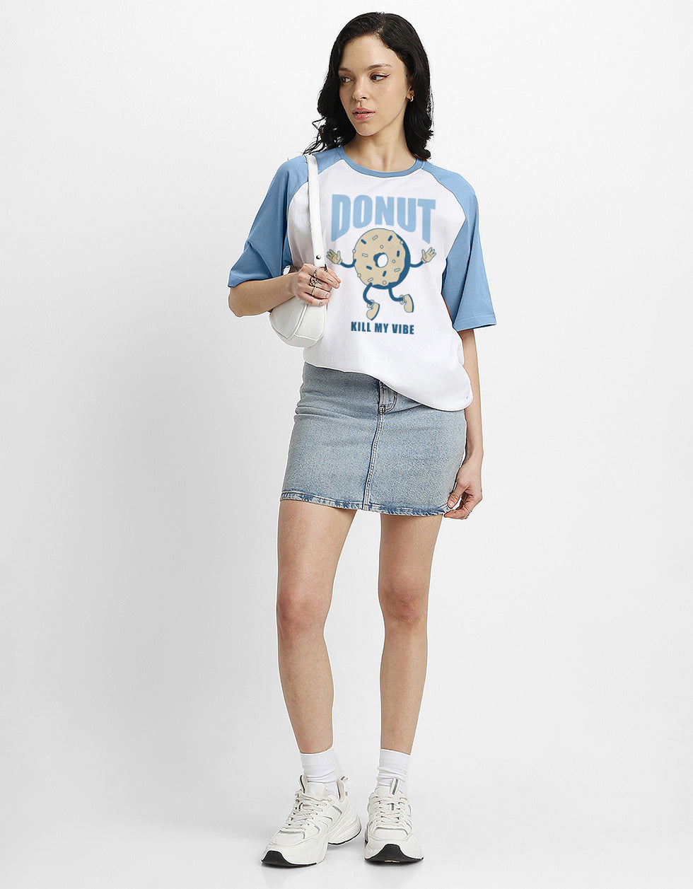 Donut Typographic Print Oversized Fit White T-Shirt