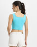 Blue Radiance Plain Square Neck Cropped Tank Top