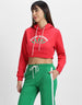 Go Outside Printed Magenta Crop Hoodie