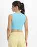 Sky Blue Plain High Neck Cropped Tank Top