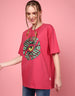 Want The Truth Magenta Oversized Fit Graphic T-Shirt