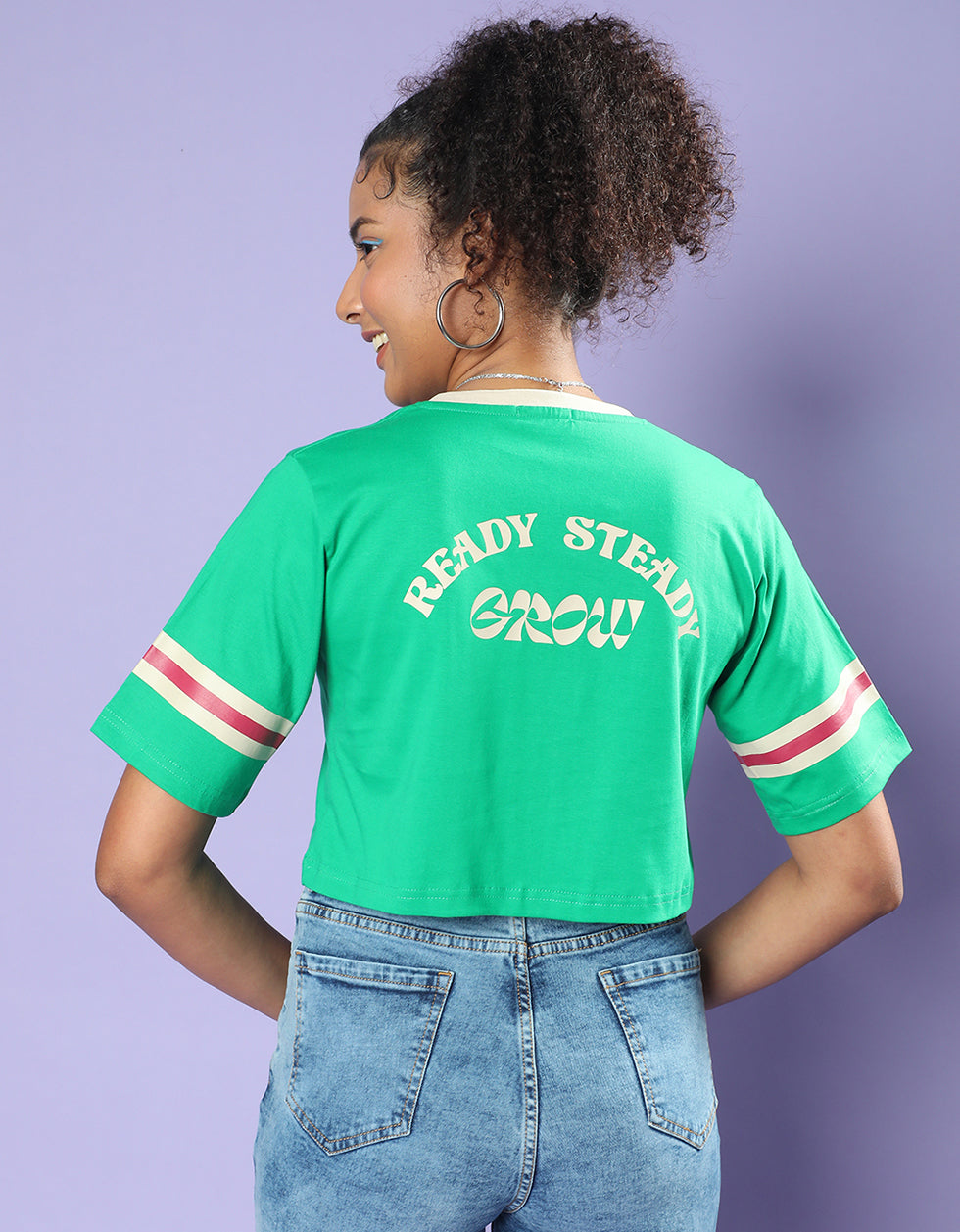 Ready Steady Green Graphic Printed Crop-Top