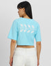 Love Hope Peace Blue Graphic Printed Crop-Top