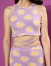 All Over Floral Printed Round Neck Slim Fit Crop Top With Skirt Co-Ords Set