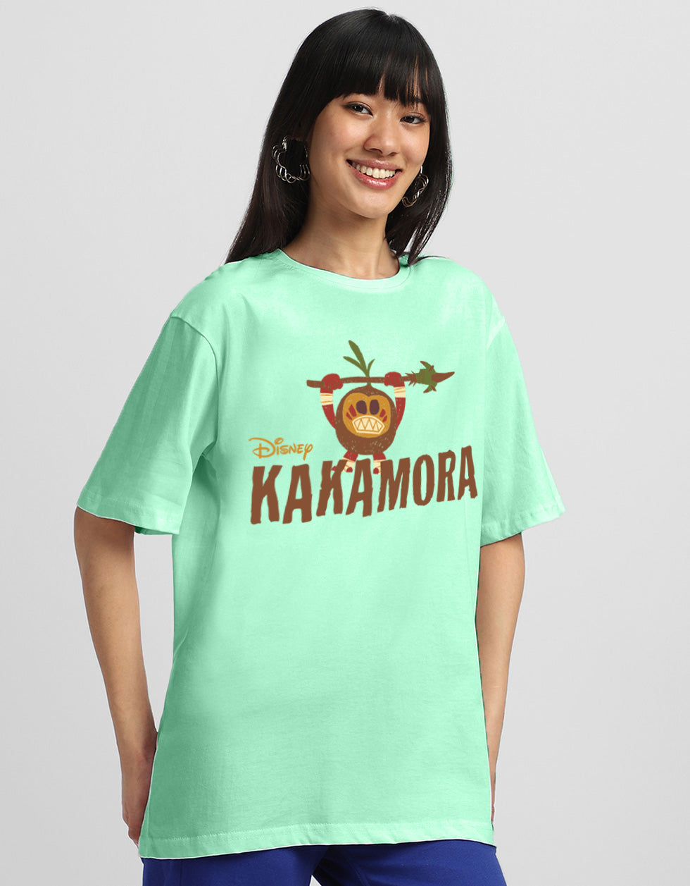 Moana Sea Green Oversized Fit Graphic T-Shirt