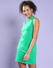 Fog Green Sleeveless High Neck Solid Sheath Bodycon fit Dress