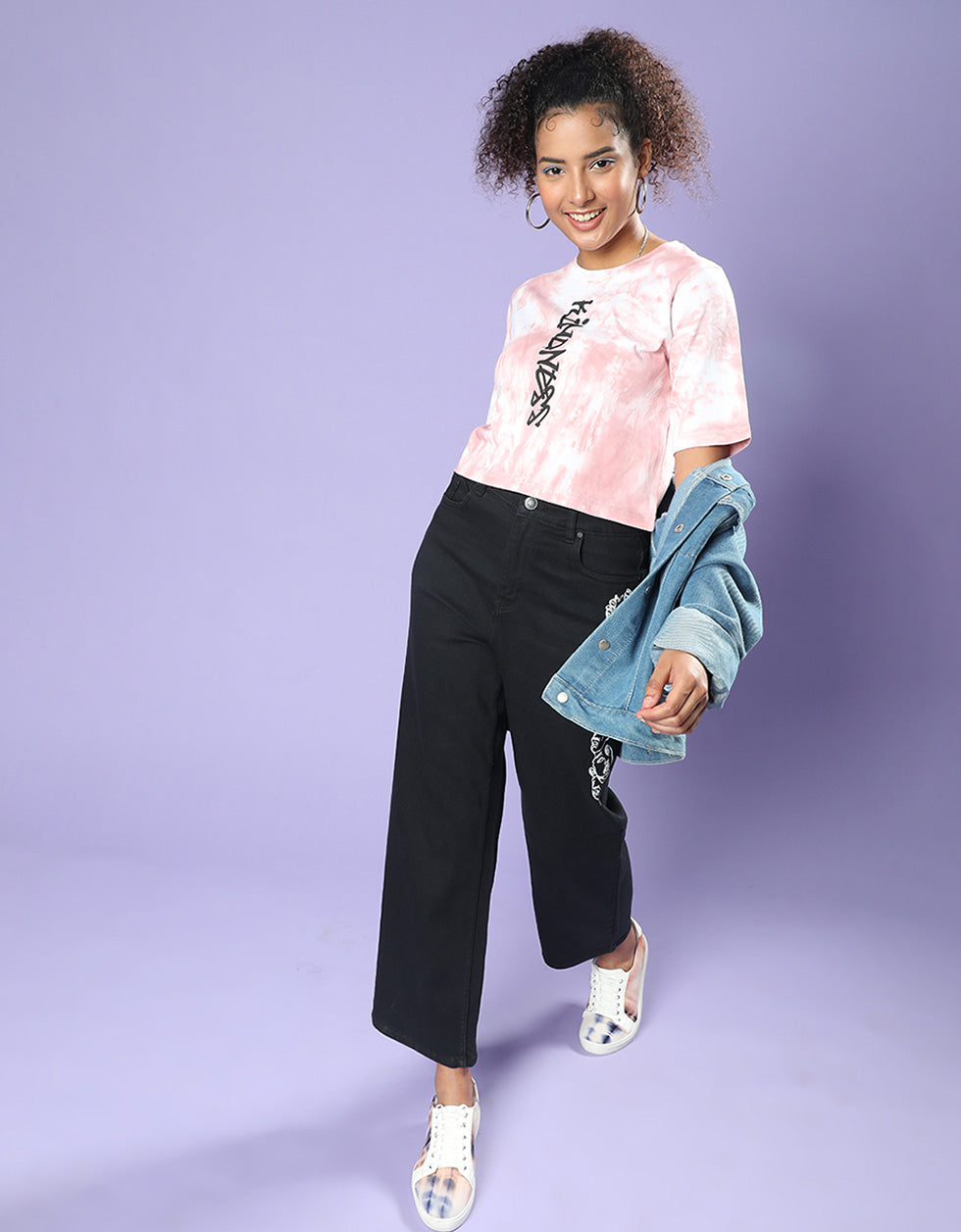 Kindness Magenta Tie-Dye Printed Crop-Top