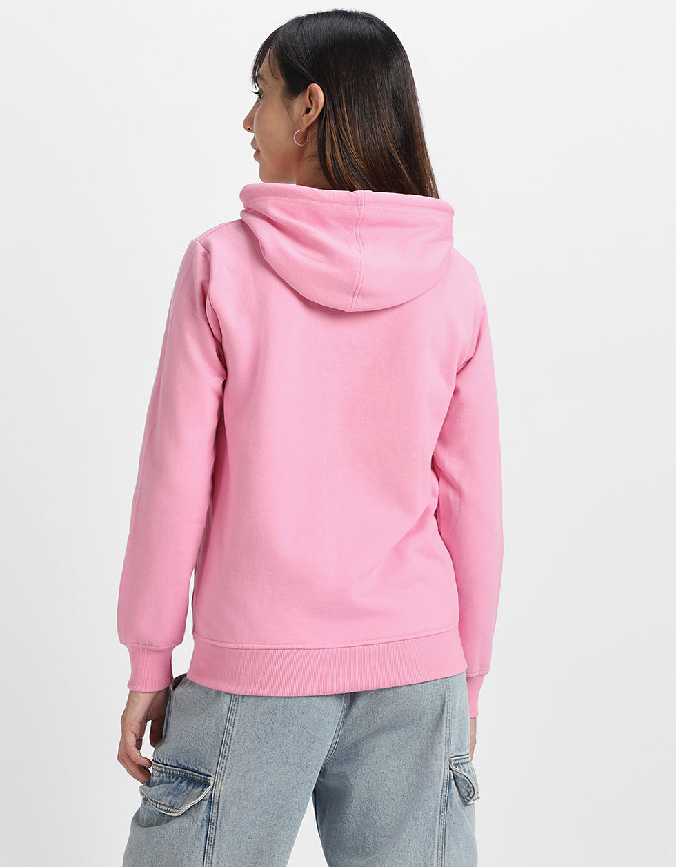 Plain Pink Regular Fit Hoodie