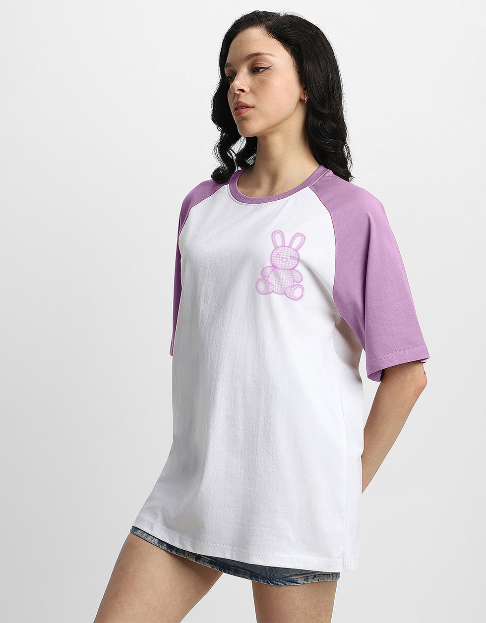 Teddy Lilac Oversized Graphic T-Shirt
