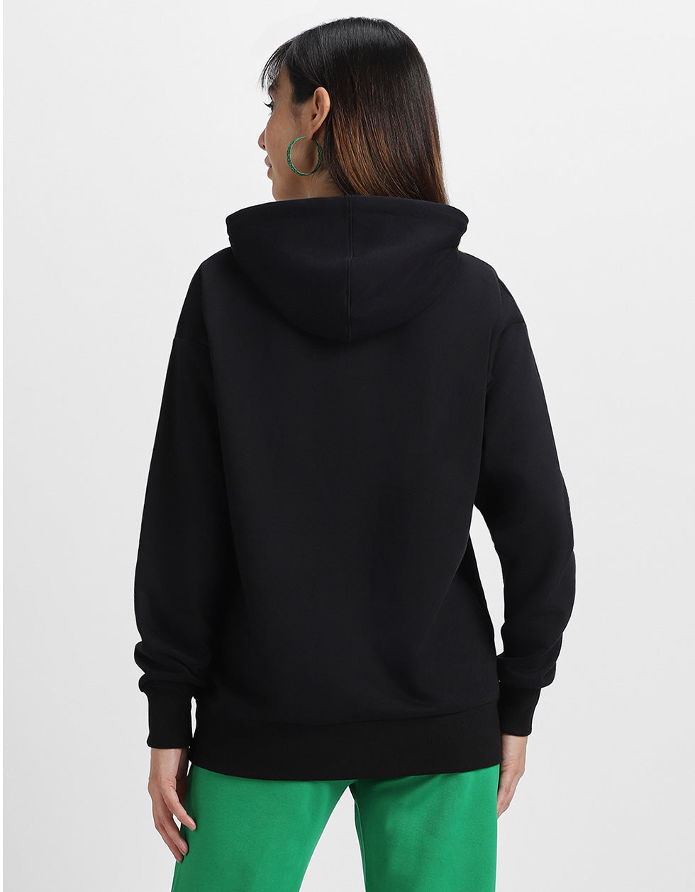 Boston Black Regular Fit Front Printed Hoodie