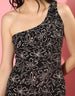 Black Floral Print One Shoulder Dress