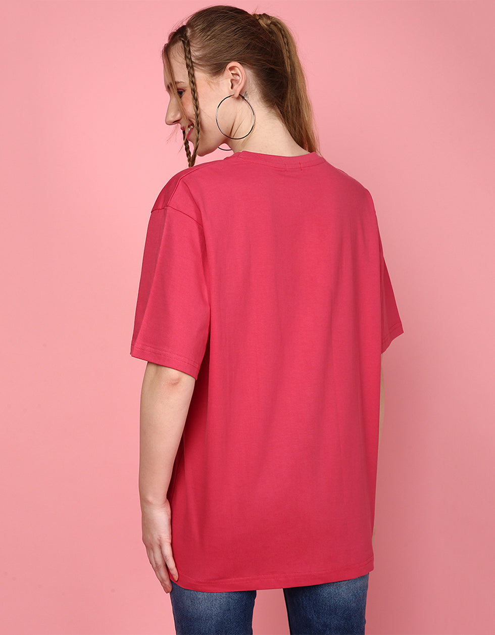 Want The Truth Magenta Oversized Fit Graphic T-Shirt