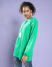 Fog Green Ribbed Full Sleeve Tie-up V Neck Solid T-shirt Dress