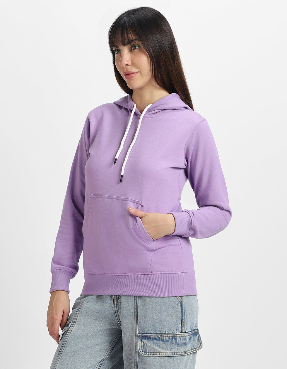 Plain Lilac Regular Fit Hoodie