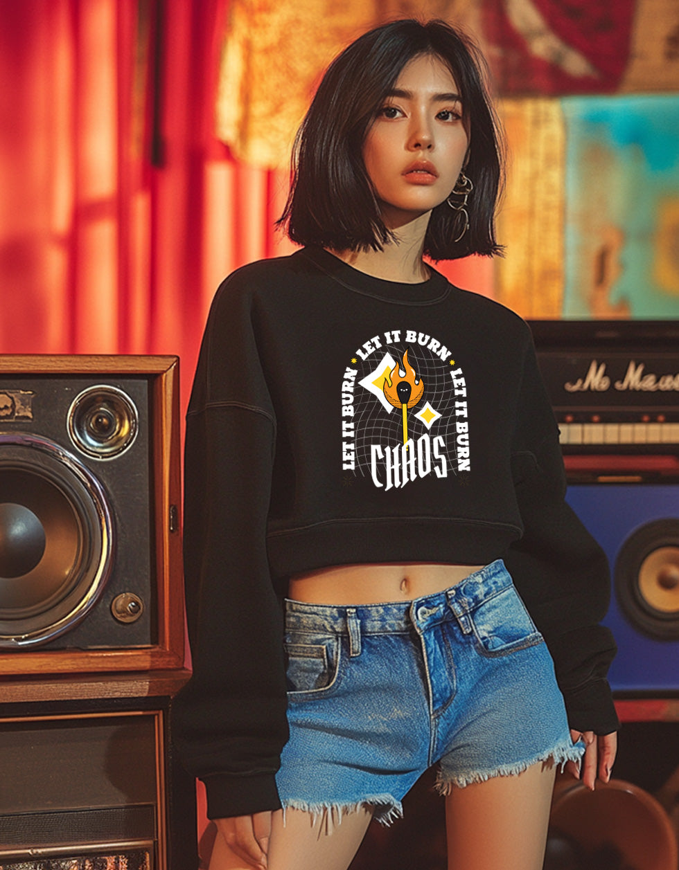 Chaos Graphic Printed Oversized Black Sweatshirt