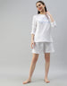 I'D Rather Be Sleeping White Printed Round Neck Top With Shorts Co-Ord Set