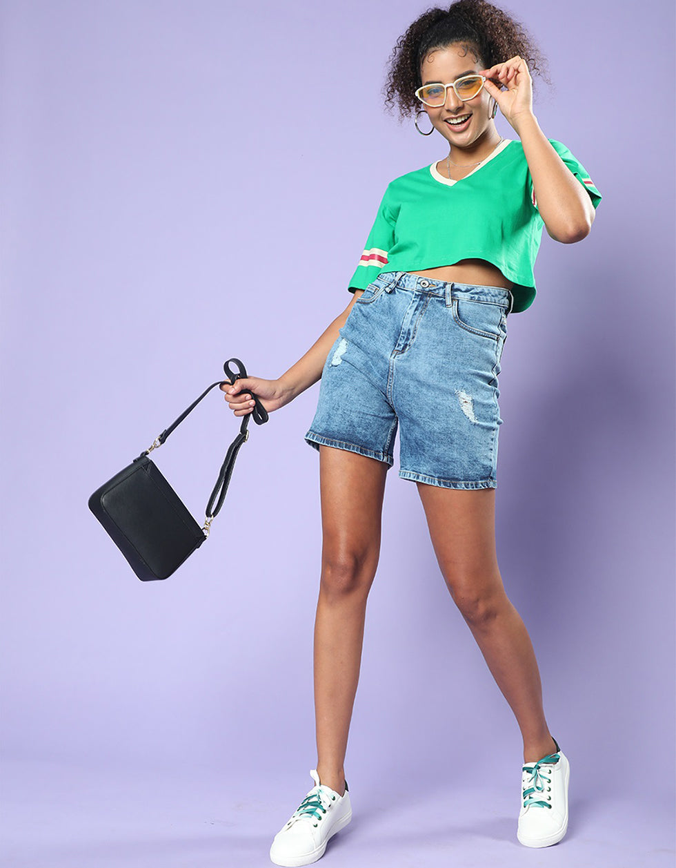 Ready Steady Green Graphic Printed Crop-Top
