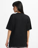 Here Comes The Sun Typographic Printed Oversized Fit Black T-Shirt
