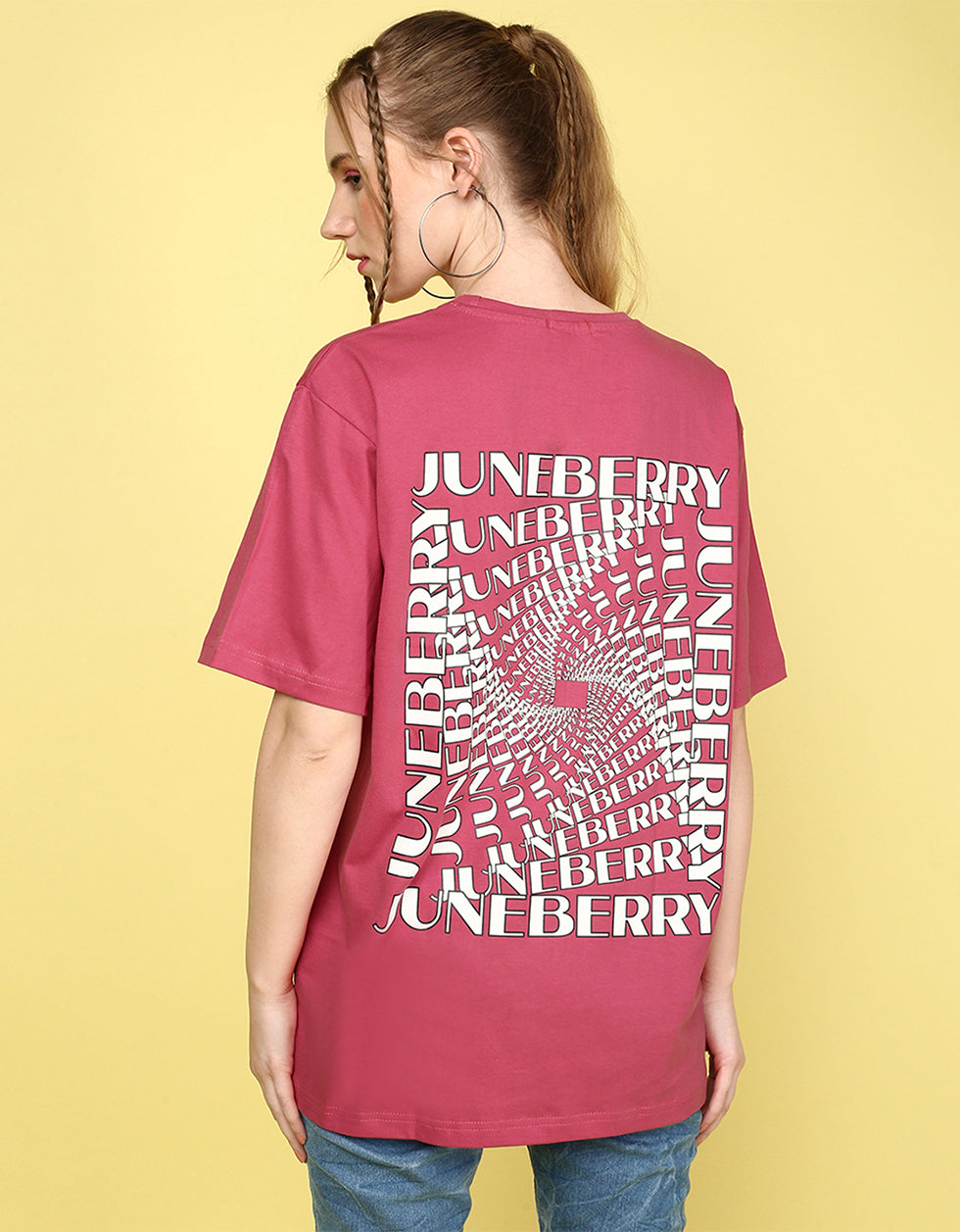 Have A Nice Day Magenta Oversized Fit Graphic T-Shirt