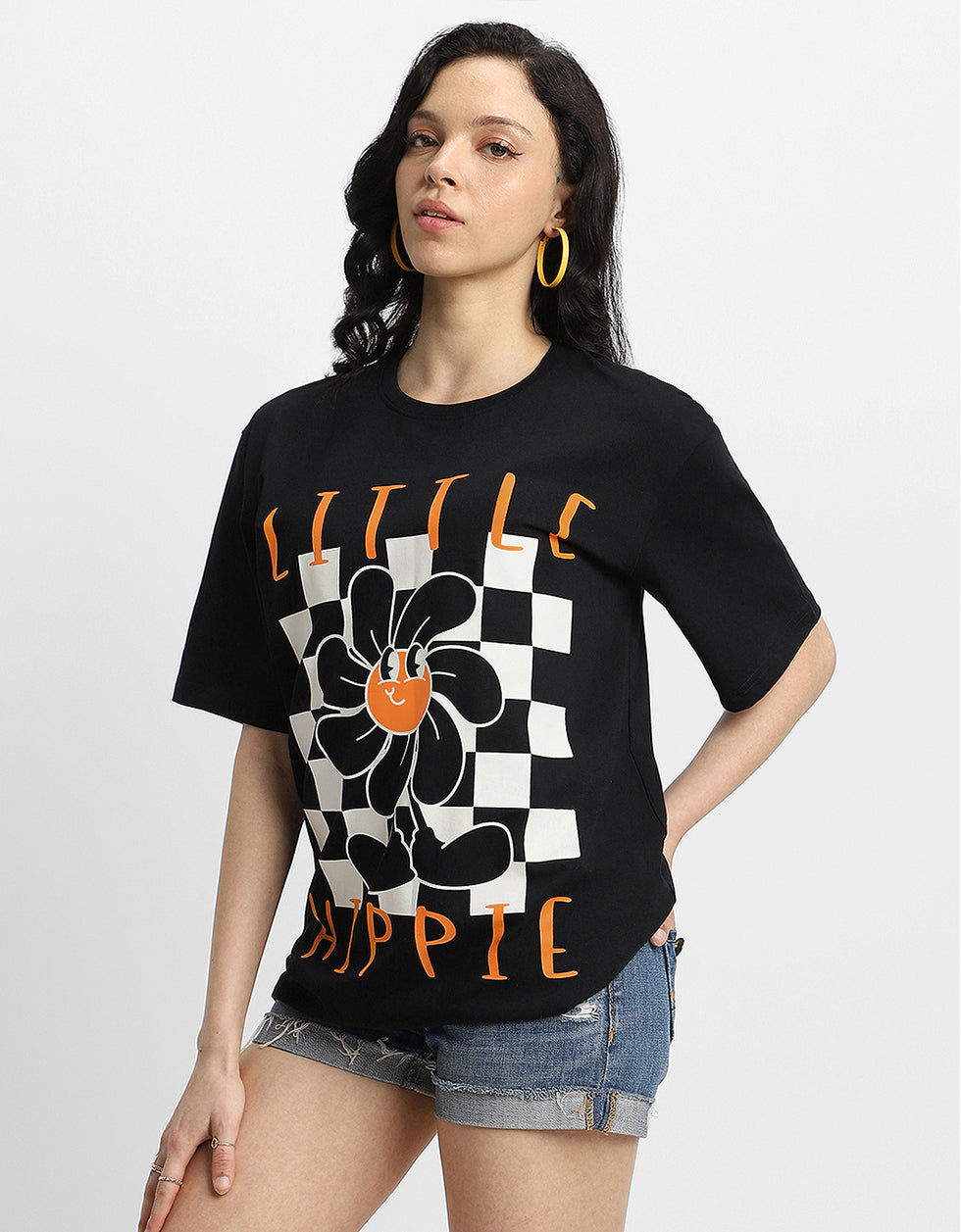 Hippie Black Oversized Graphic T-Shirt