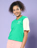 Merci Green Graphic Printed Crop-Top