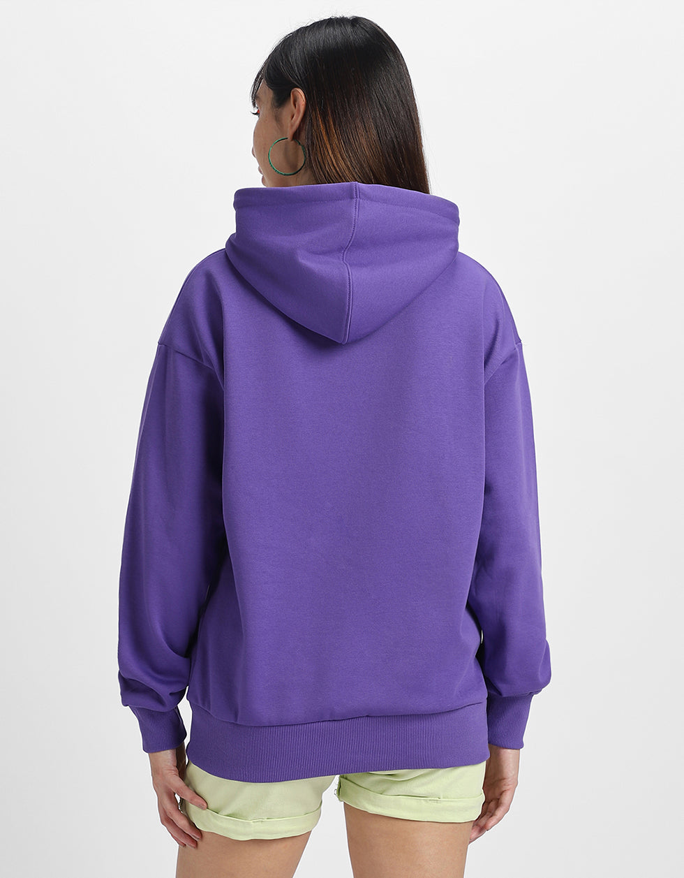 Take It Easy Typographic Printed Purple Oversized Hoodie