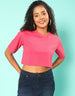 Keep On Smiling Magenta Graphic Printed Crop-Top