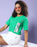 It's Not All That Bad Green Graphic Printed Crop-Top