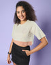 Together Swanwhite Graphic Printed Crop-Top