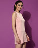 Zipper Closure Pink sleeveless Knee Length T-shirt Dress