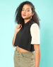Black & White Plain Crop-Top