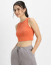 Orange Plain Round Neck Cropped Tank Top