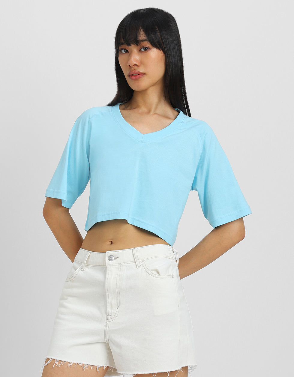 Love Hope Peace Blue Graphic Printed Crop-Top