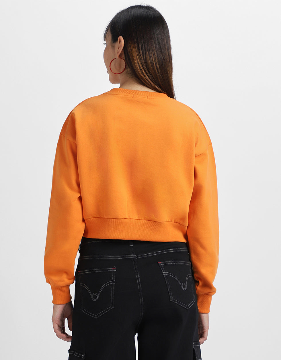 Chaos Graphic Printed Oversized Orange Sweatshirt
