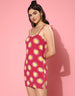 Magenta Floral Print Strappy Thigh Length Dress