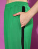Black and Green Back Printed Crop Top With Trouser Co-Ords Set