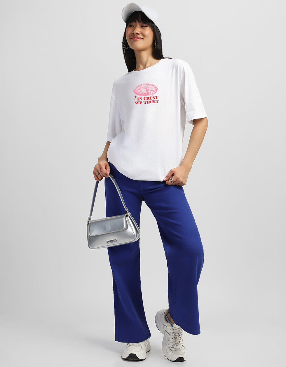 Pizza White Oversized Graphic T-Shirt