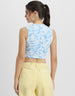 Blue Radiance Floral Printed High Neck Cropped Tank Top